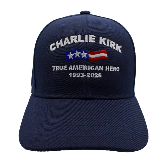 Hat Charlie Kirk True American Hero Cap: Navy Blue
