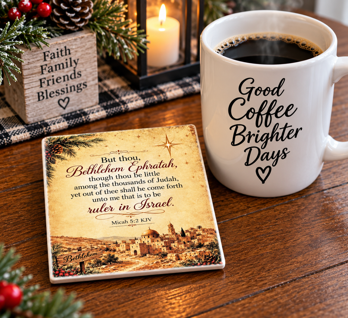 Bethlehem Ephratah – Christian Christmas Scripture Coaster