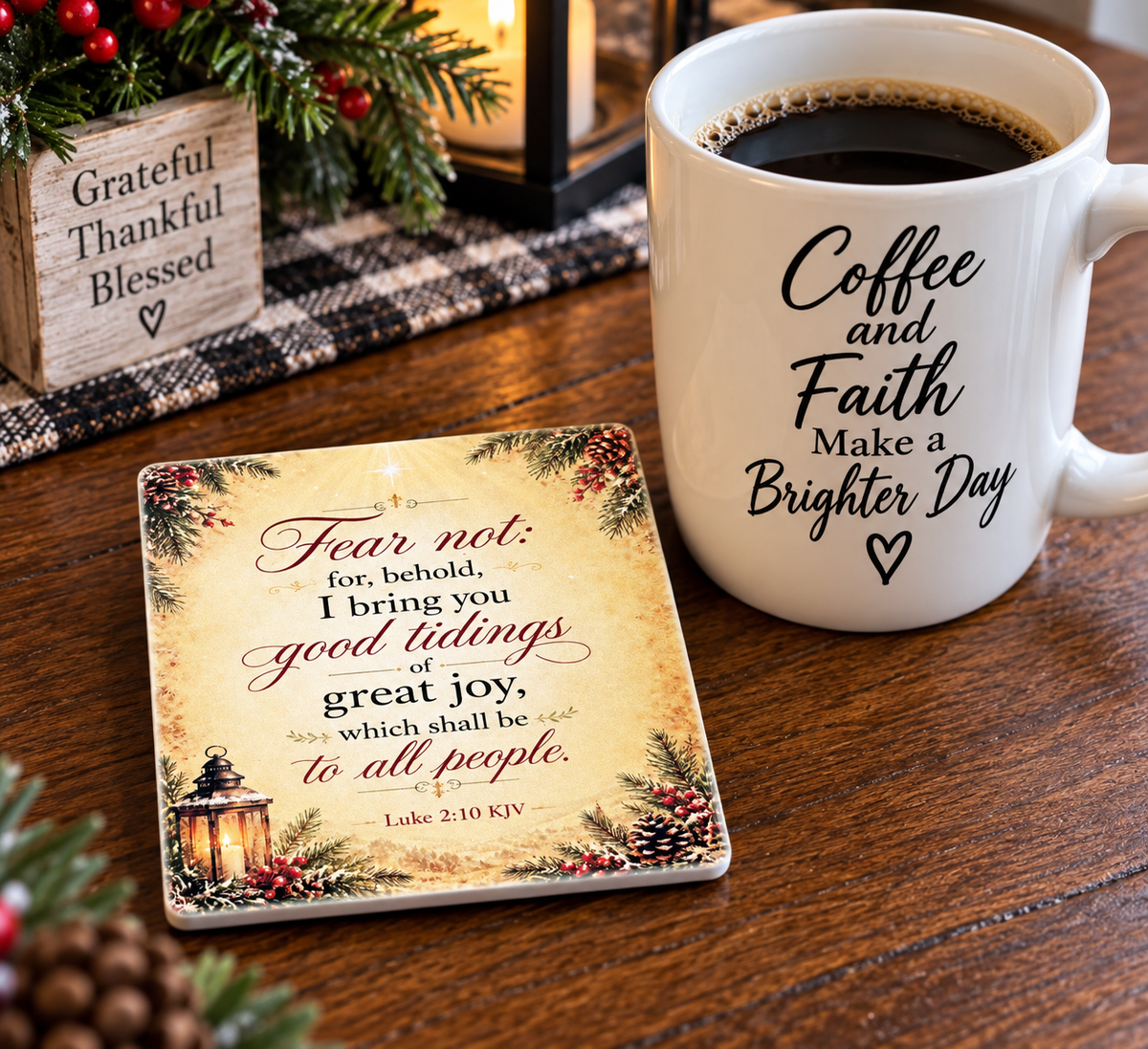 Fear Not – Good Tidings of Great Joy Christian Christmas Coaster